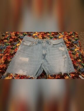 Levi's Distressed Raw Hem Denim Shorts